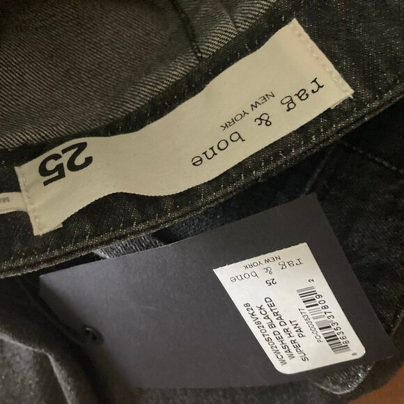 NWT Rag & Bone Darted High Rise Paper Bag Pants in Washed Black Womens 25 - Picture 9 of 11